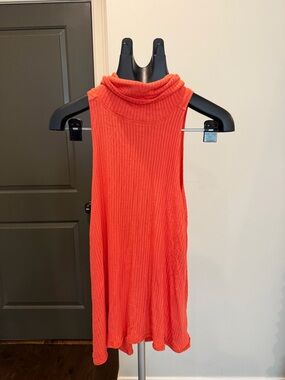 Free People Bright Orange Knit Sleeveless Top
